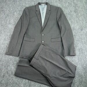 Express Suit Mens 36S Pants 36x28.5 Gray Innovator‎ Skinny Fit Rayon Wool Blend